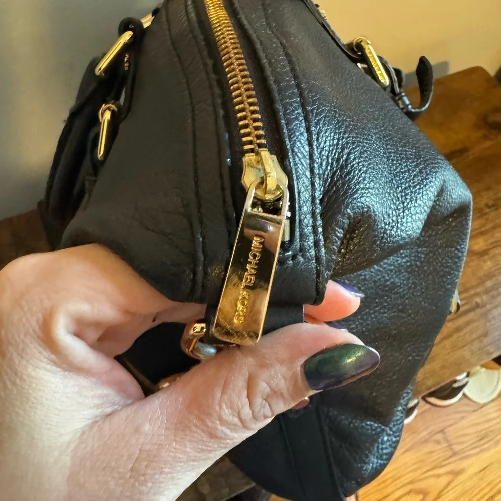 Michael Kors Black Satchel with Gold Accents